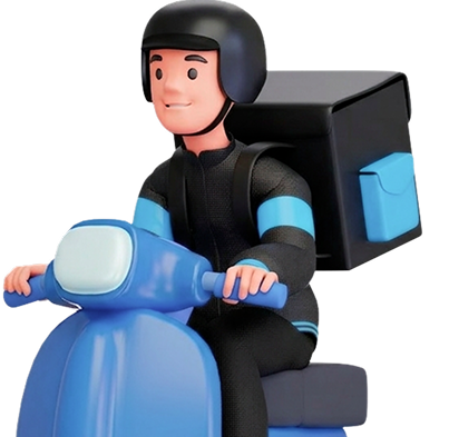 Entregador do Chegou Mercado em uma moto